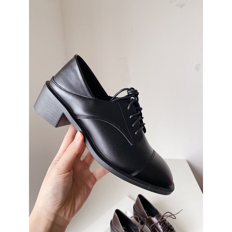 MẪU MỚI VIDEO TỰ QUAY giày oxford 5p cao 5cm loafer nữ da mềm màu nâu và màu đen đế bệt hàng fullbox có sẵn hà nội 763