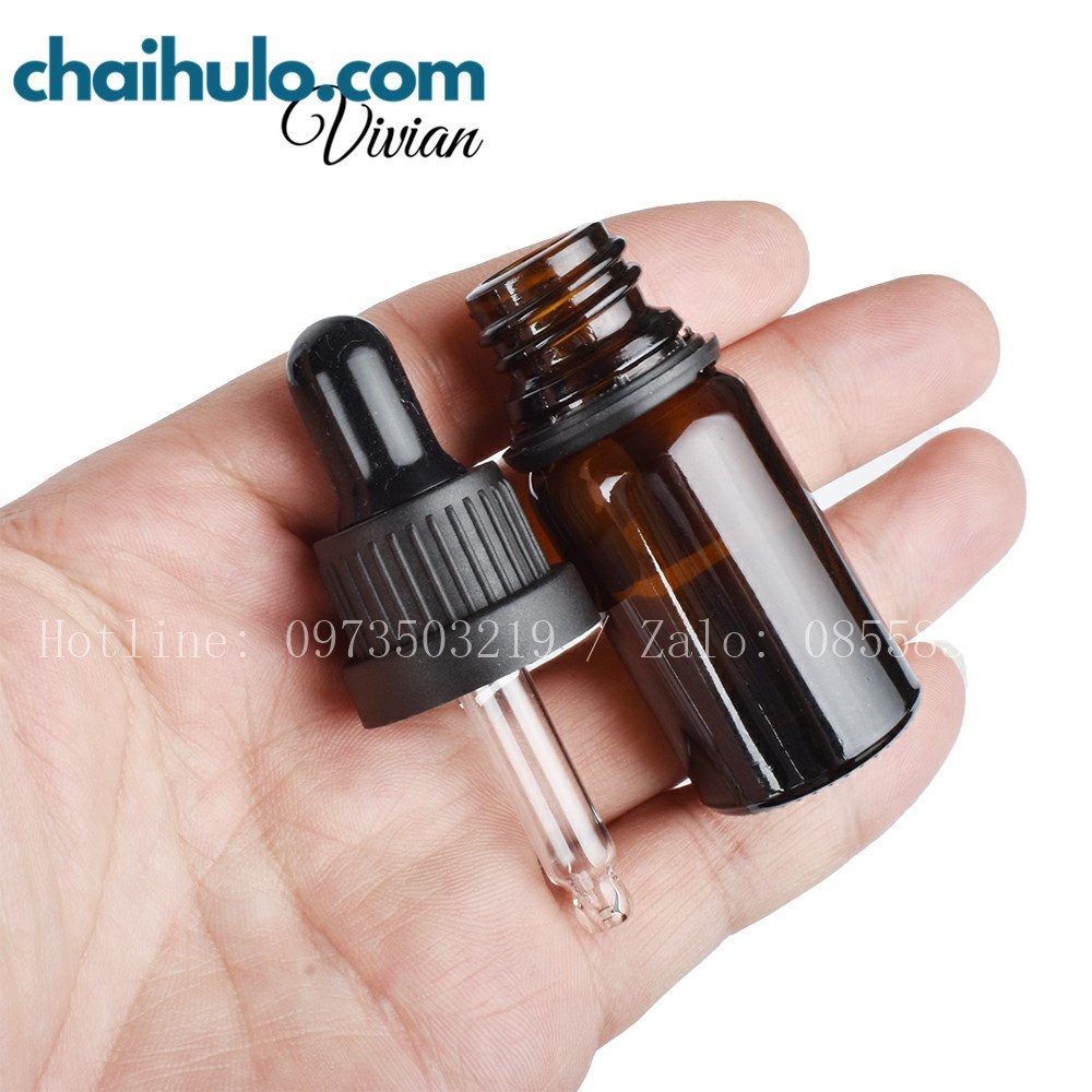 5ml - Chai lọ đựng tinh dầu, serum, mỹ phẩm - Lọ thủy tinh nâu bền đẹp
