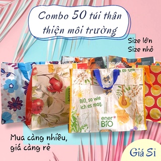 COMBO 50 TÚI TÁI CHẾ, THÂN THIỆN MÔI TRƯỜNG, SIÊU RẺ, SIÊU TIẾT KIỆM, TÚI PP DỆT, LAU CHÙI ĐƯỢC, KHÔNG THẤM NƯỚC