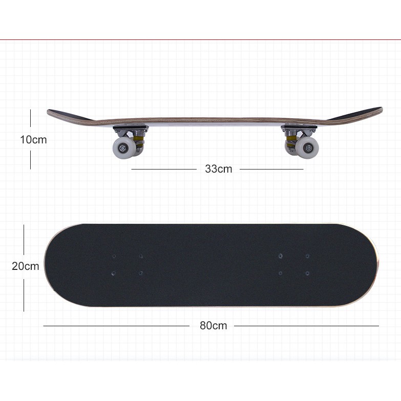 Ván trượt thể thao skateboard Ván trượt trẻ em chất liệu gỗ phong ép cao cấp  tải trọng 180kg mặt nhám vt162a