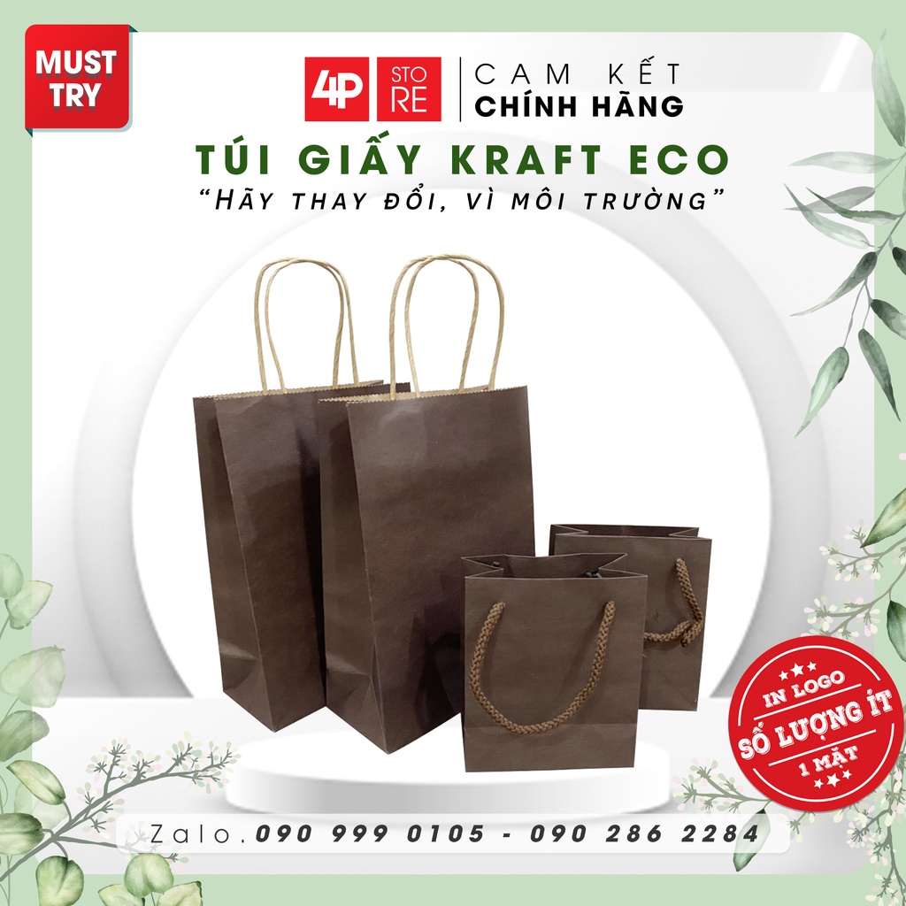 01 Túi  Kraft Xịn màu Nâu Đậm