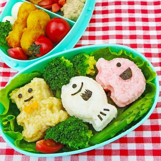 Bộ 3 khuôn ép cơm bento hình gấu, voi, cá