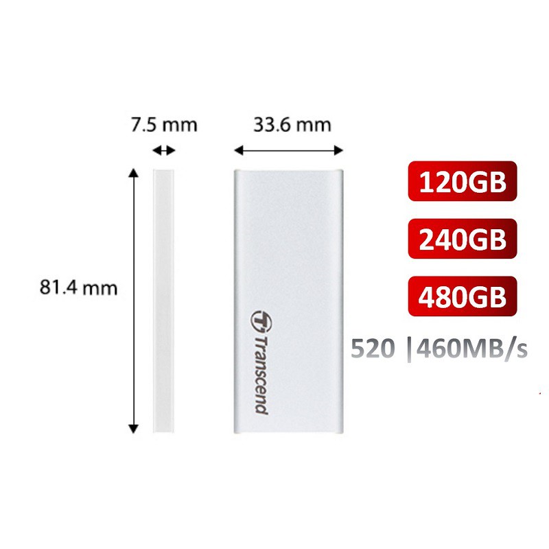 Ổ cứng di động cắm ngoài SSD Transcend ESD240C TypeC bạc