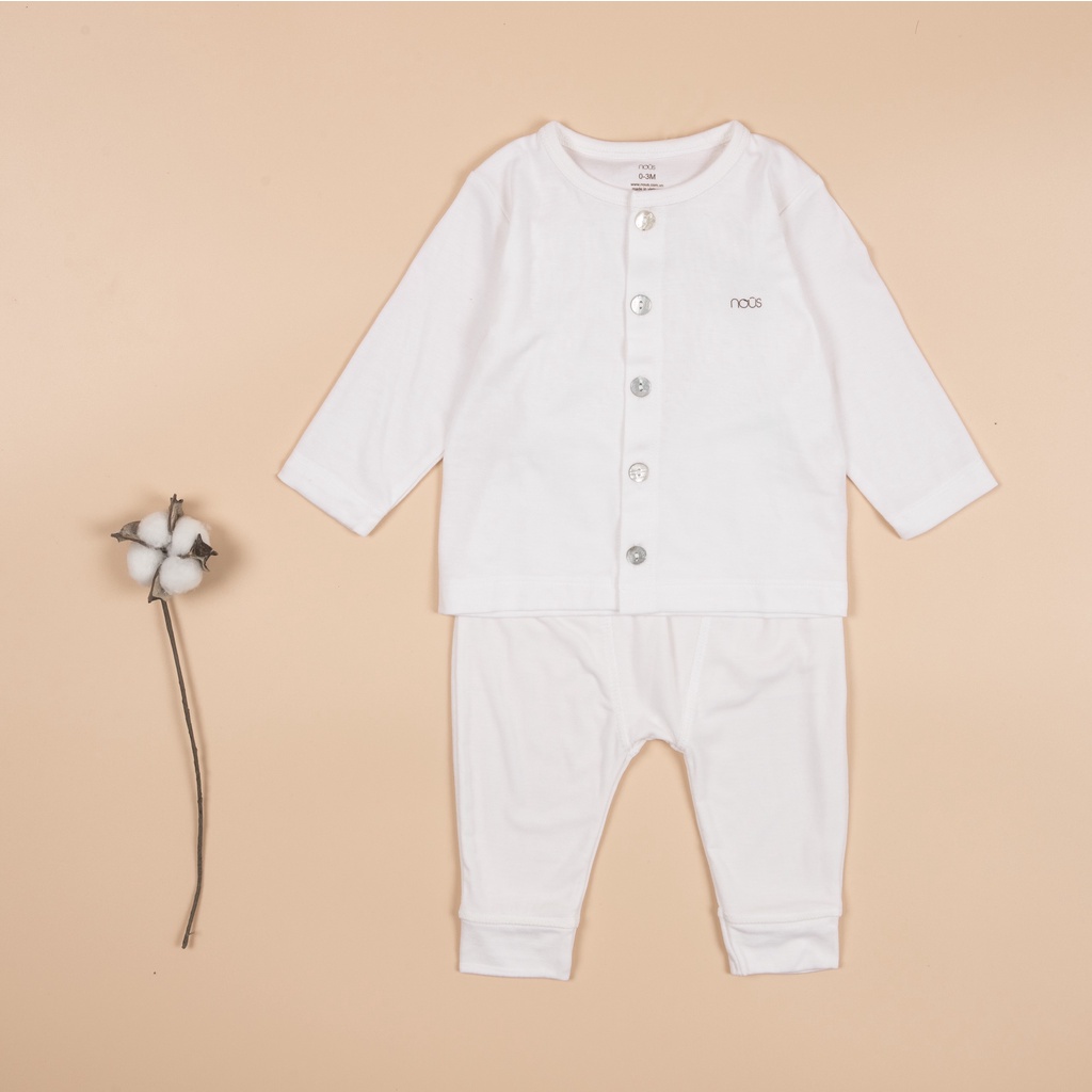 Bộ quầng áo trẻ em Nous cài thẳng dài Nu Petit trắng size 0 đến 12 tháng mềm mát - Nous Bình Dương - Bipbipstore