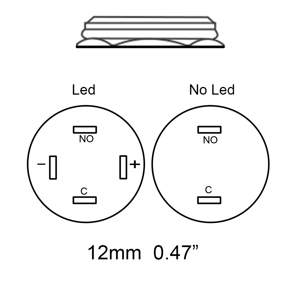 Đen Công Tắc Nút Nhấn Đèn led 12mm 16mm 12v 220v 24v 3v 6v Chống Thấm Nước