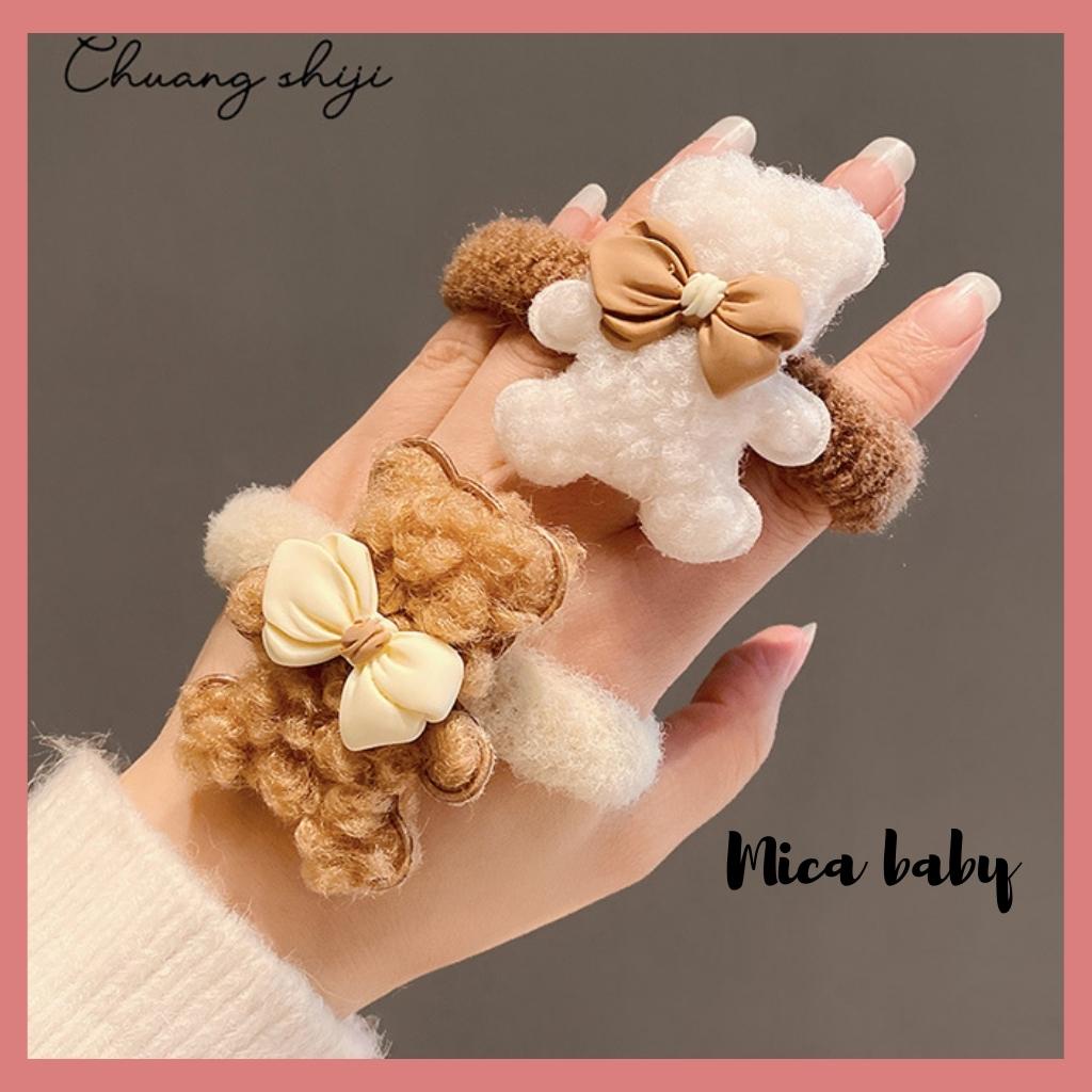 Set kẹp tóc nâu họa tiết dễ thương cho bé gái KT32 Mica Baby