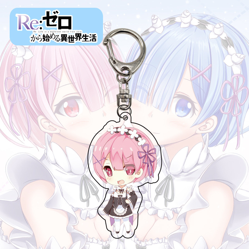 Móc chìa khóa họa tiết Ram Rem anime Re:Zero bằng acrylic chất lượng cao