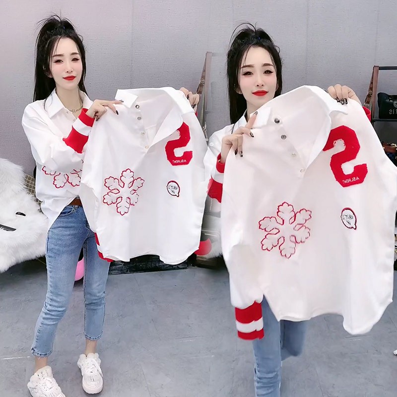 Áo Chui Đầu Tay Dài Thêu Chữ Phong Cách Hàn Quốc Thời Trang Mùa Xuân Mới 2022