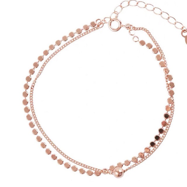 Vòng Đeo Tay Hai Lớp Bằng Đồng Chống Rỉ Màu Vàng Hồng Thời Trang Dành Cho Nữ