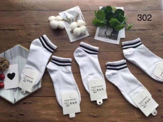 Set 10 Đôi Tất Cotton Cổ Kẻ Hàn Quốc