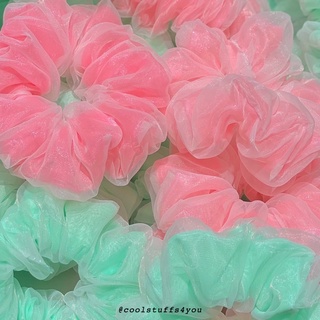 Đồ buộc tóc scrunchies voan 2 lớp Bạc Hà/Dâu tây 🌱🍓