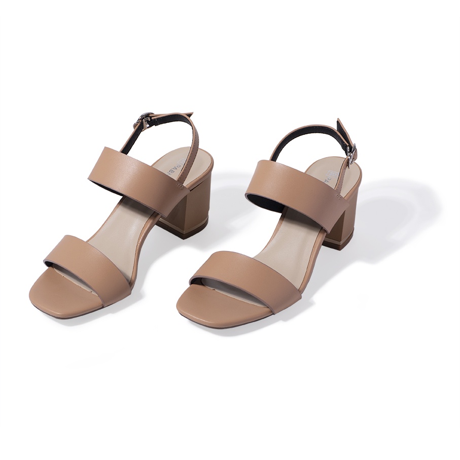 Giày sandal nữ 2 quai gót áp kim 7cm PABNO PN473
