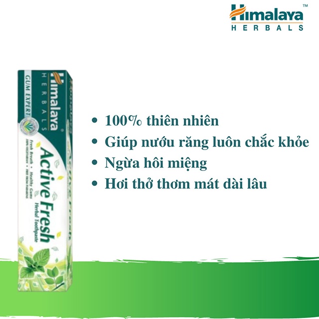 Kem Đánh Răng Thảo Mộc Himalaya Herbals Bảo Vệ Nướu, Hơi Thở Thơm Mát | Active Fresh Toothpaste 100g