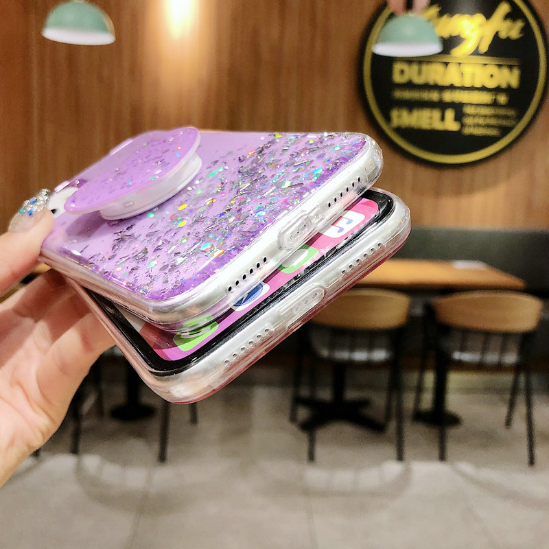 Heart stents Xiaomi 8 9 9T A1 A2 A3 Lite Note 10 Pro Transparent Glittering Star Sky with holder Soft phone case