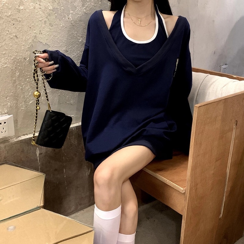 Áo len cho nữ mùa xuân và mùa thu 2021  mới thiết kế hai mảnh cổ chữ V❤️