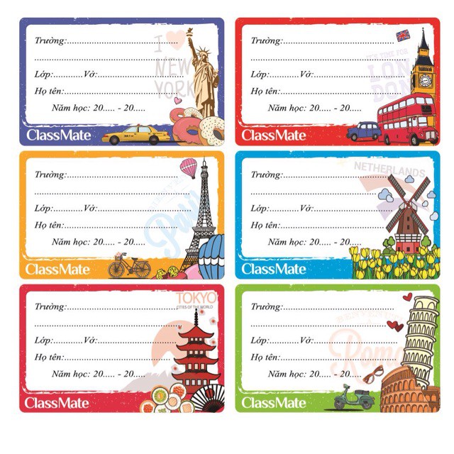 Nhãn Vở😍FREESHIP😍 Nhãn Vở Classmate