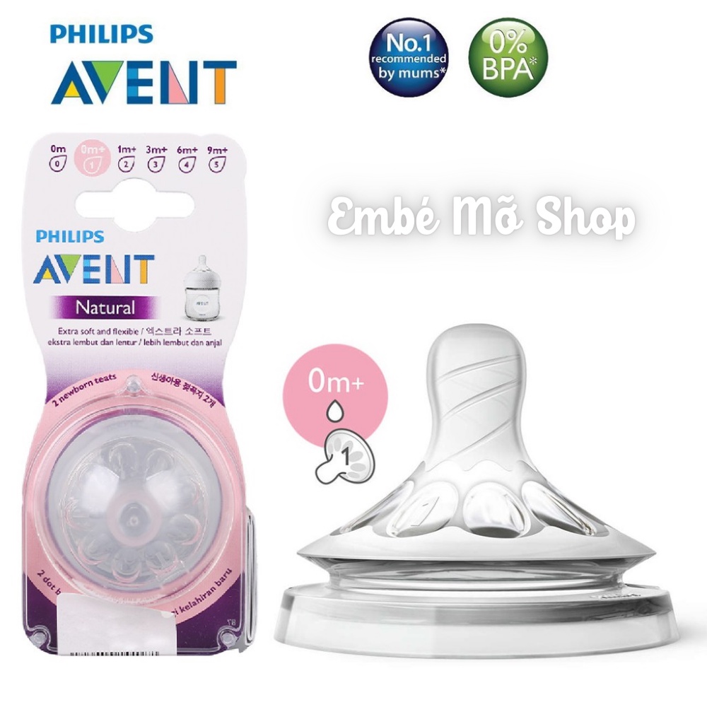 Núm Ti Bình Sữa PHILIPS AVENT Natural Số 1 - 3 Hàng Chính Hãng - Embé Mỡ