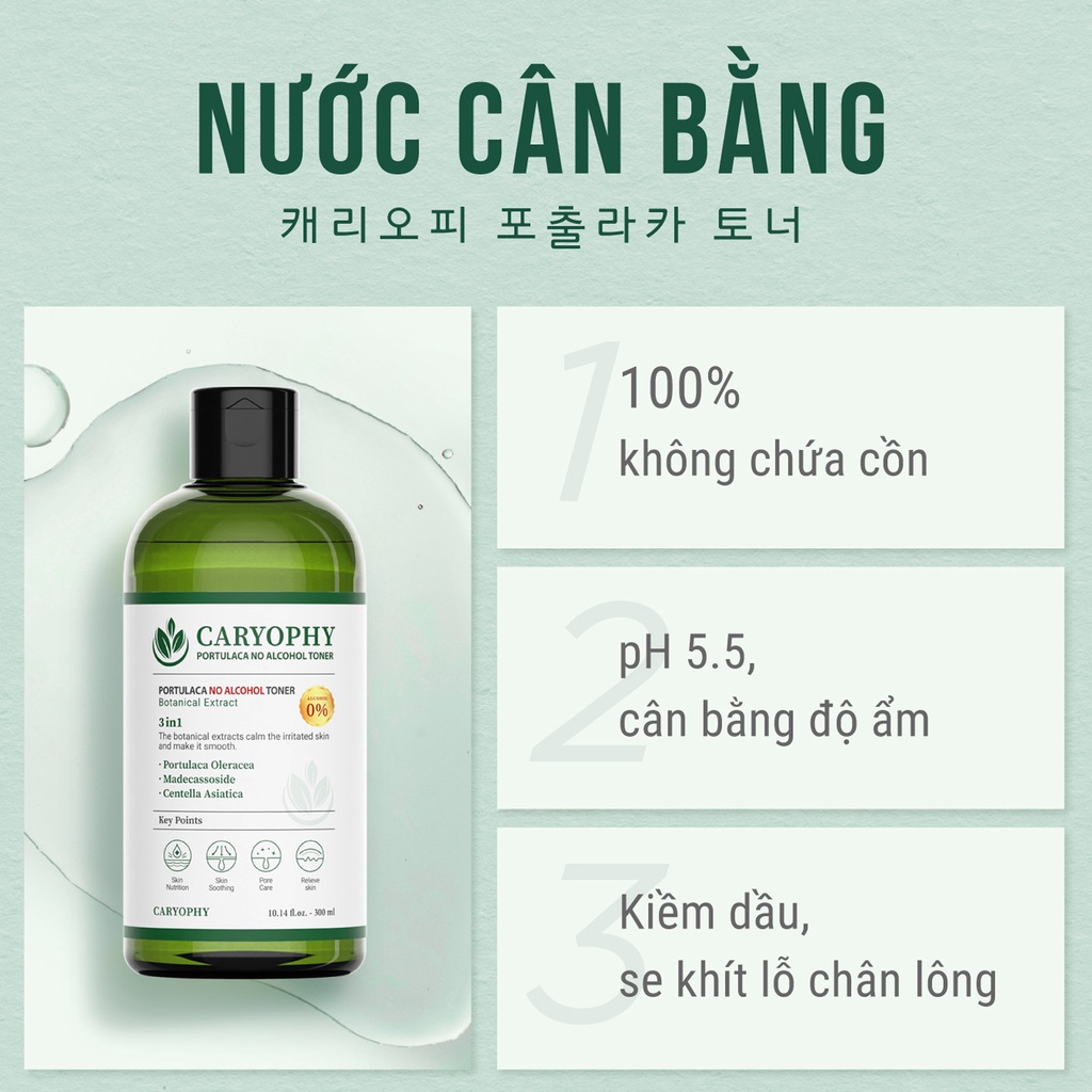 Bộ chăm sóc da mụn Caryophy portulaca (serum 10ml toner 300ml)