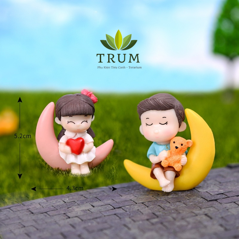 Đôi Ngồi Ánh Trăng - Phụ Kiện Trang Trí Tiểu Cảnh Sen Đá -Terrarium