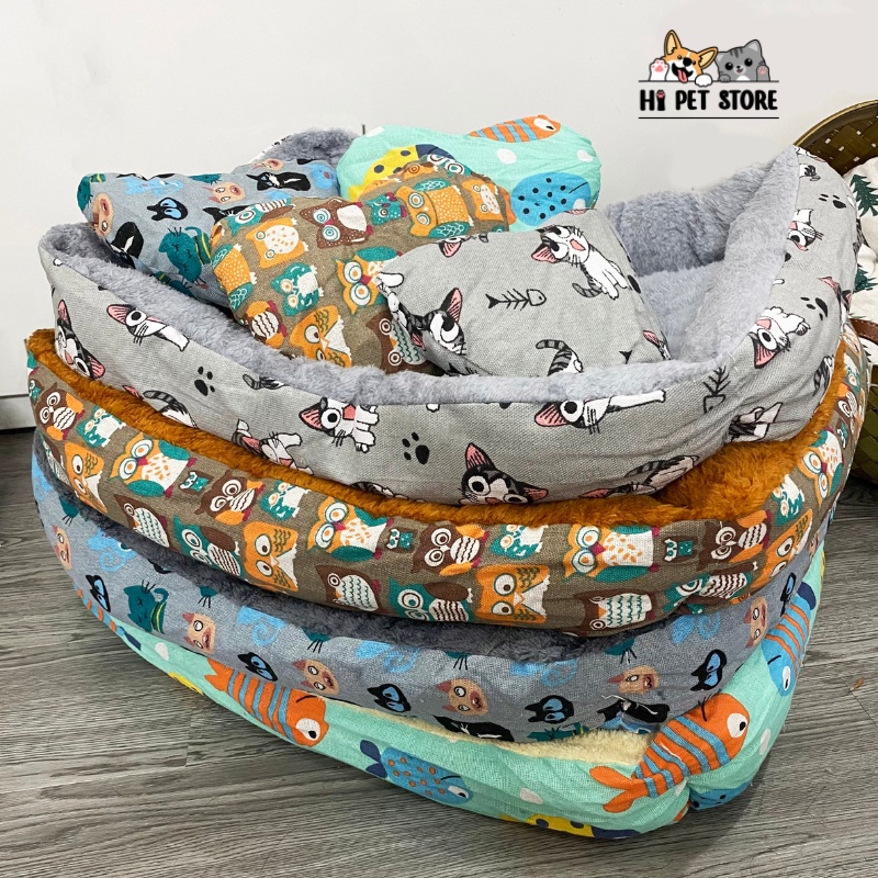 Đệm cho thú cưng kèm gối trái tim cao cấp đế chống trượt, ổ đệm chó mèo mẫu mới 2022