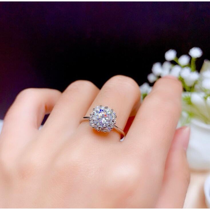 Thời trang Square Bag Ring Mạ điện PT950 Vòng kim cương carbon cao cho phụ nữ