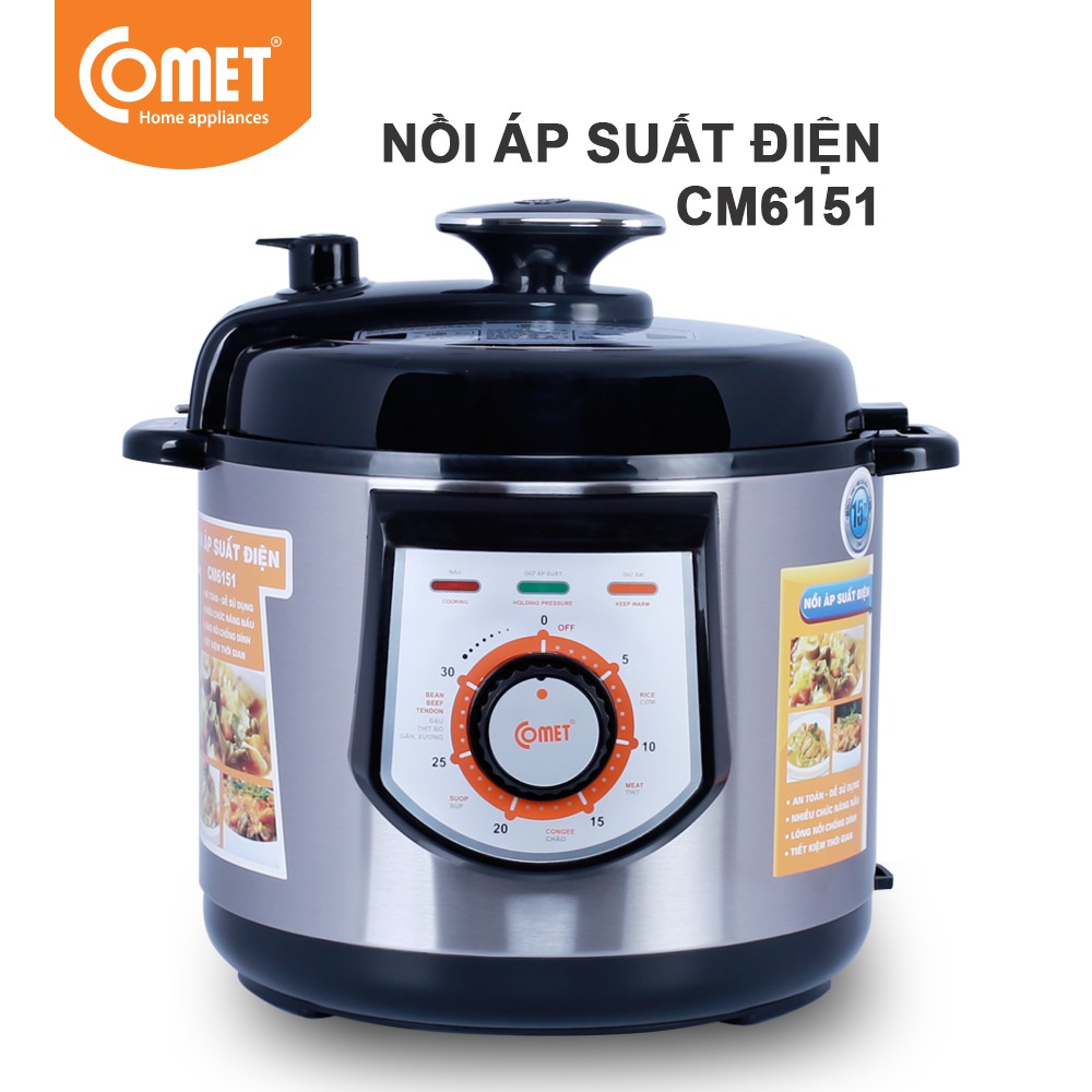 [Mã ELHADEV giảm 4% đơn 300K] Nồi Áp suất điện Comet - CM6151 - 6L