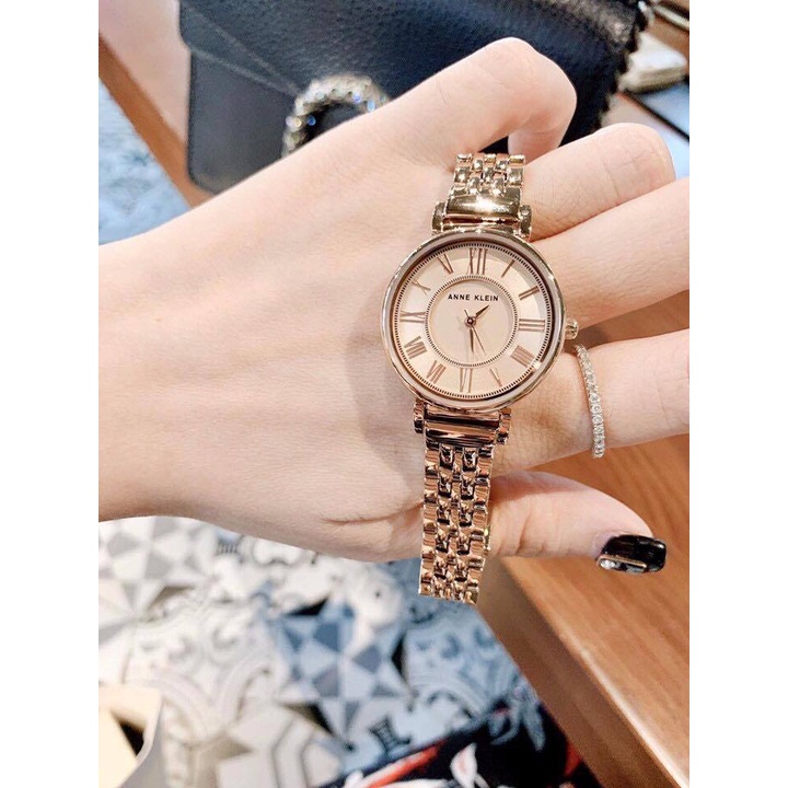 Đồng hồ nữ Anne Klein vàng hồng, mặt số la mã - Size 30mm