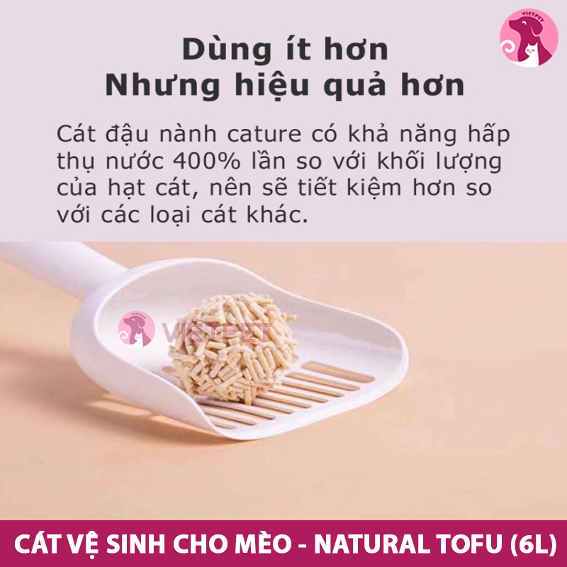 Cát vệ sinh cho mèo - Cát đậu nành Cature Tofu cho mèo  (Túi 6l/ 2,4kg) (Hàng chuẩn) (Siêu thơm, vón và không bết đáy)