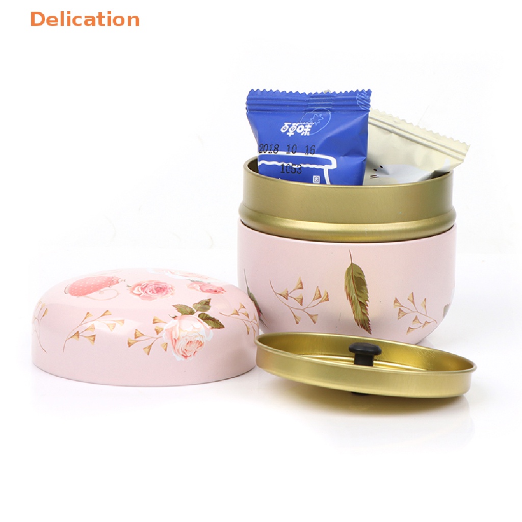 Hộp Thiếc Mini Họa Tiết Hoa Đựng Trà / Cà Phê / Thực Phẩm