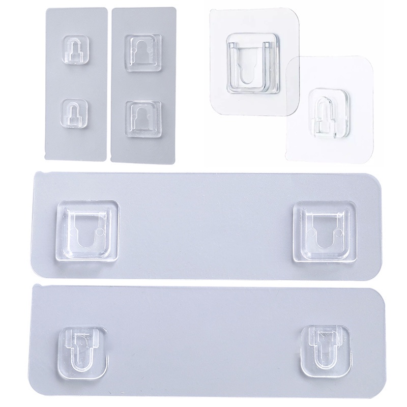 Set 2 Móc Treo Đồ Dính Tường Trong Suốt Hai Mặt