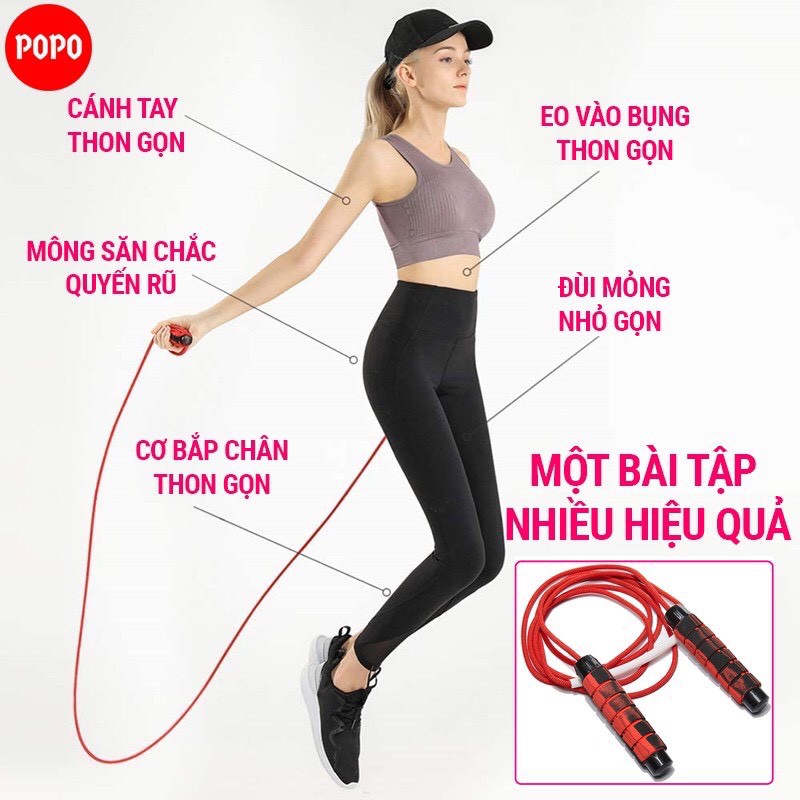 Dây nhảy dây giảm cân POPO TS35 lõi dây thép 5mm, tay nắm thoáng khí dây nhảy thể lực, thể dục, tập Gym, boxing