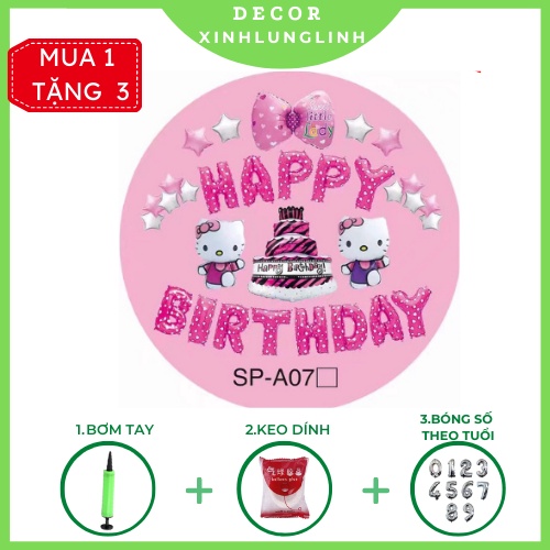 Set Bóng bay hình Hello Kitty trang trí sinh nhật bé gái
