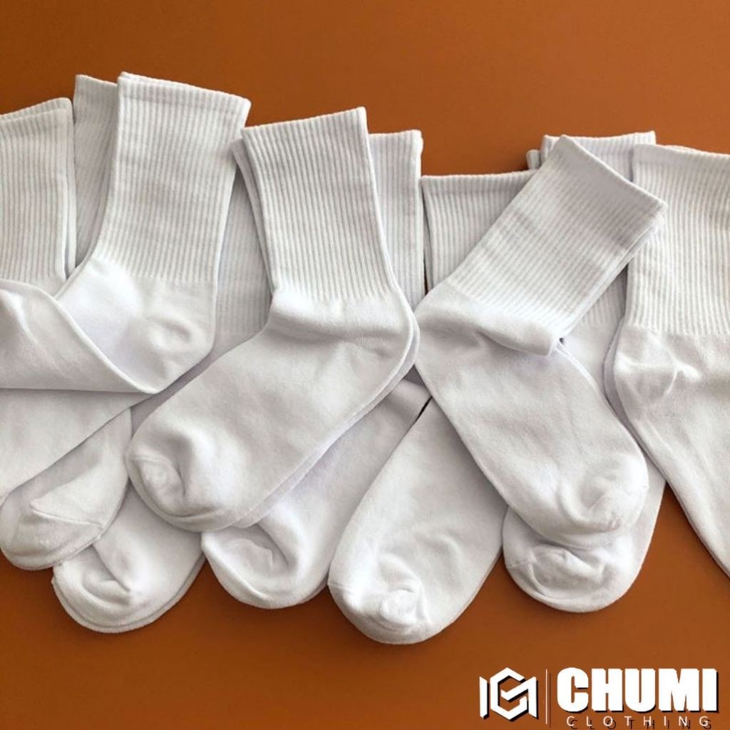Tất cao cổ nam nữ CHUMI Basic trắng đen CM020
