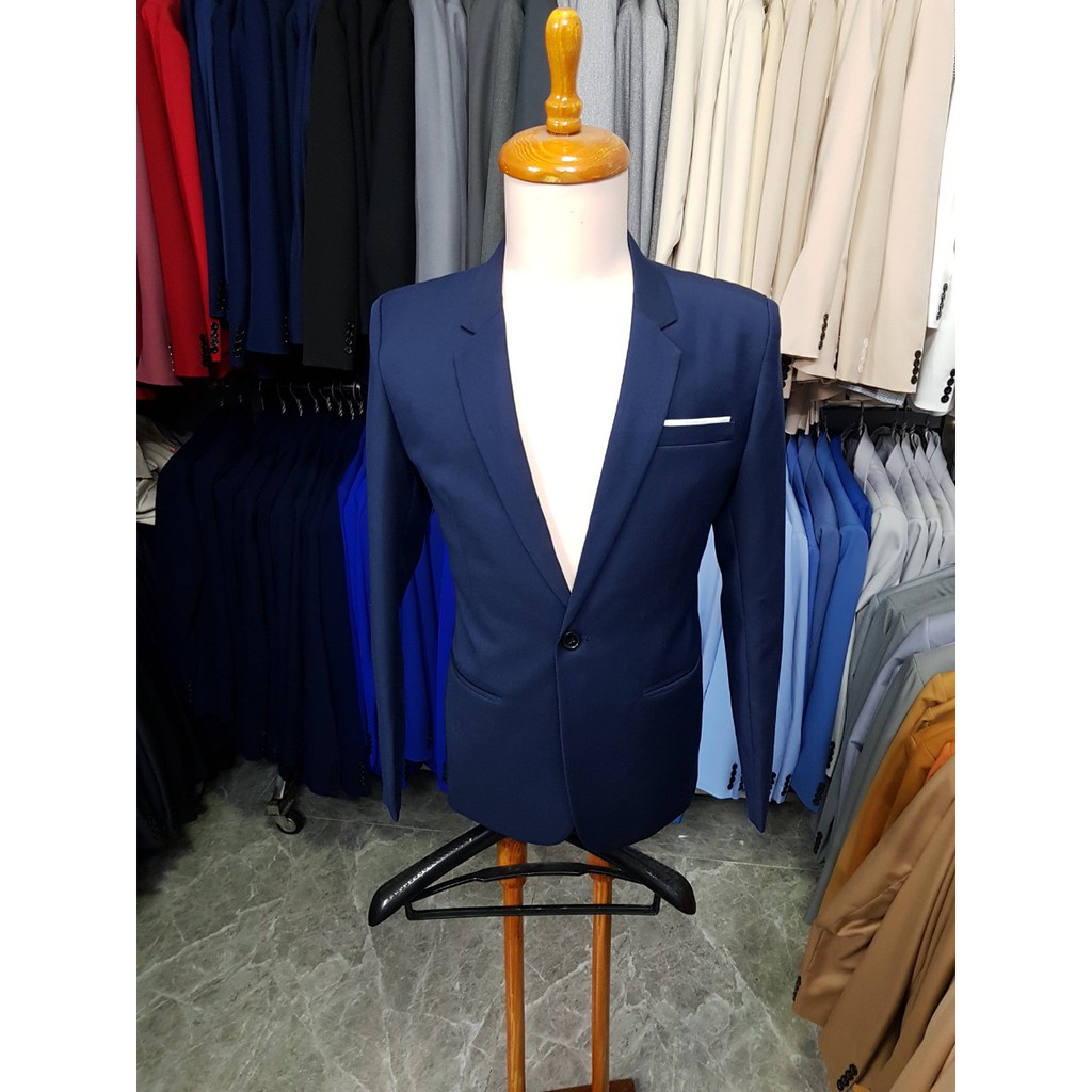 Áo vest nam ôm body màu xanh đen sáng chất liệu vải mềm mịn