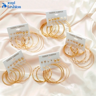 Hàn Quốc Retro Bohemia Bộ Bông Tai Sáng Tạo Đơn Giản Vàng Thả Bông Tai Nữ Trang Sức Phụ Kiện