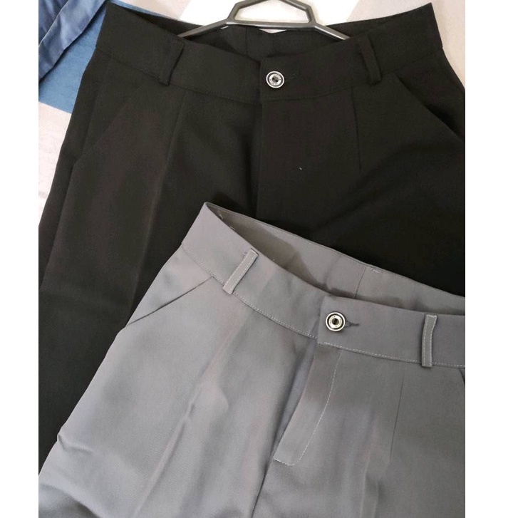 Quần tây baggy đi học nữ cạp có đai lưng cao màu đen đứng dáng dài - Quần vải nữ công sở vải mềm co giãn nhẹ đi học sinh
