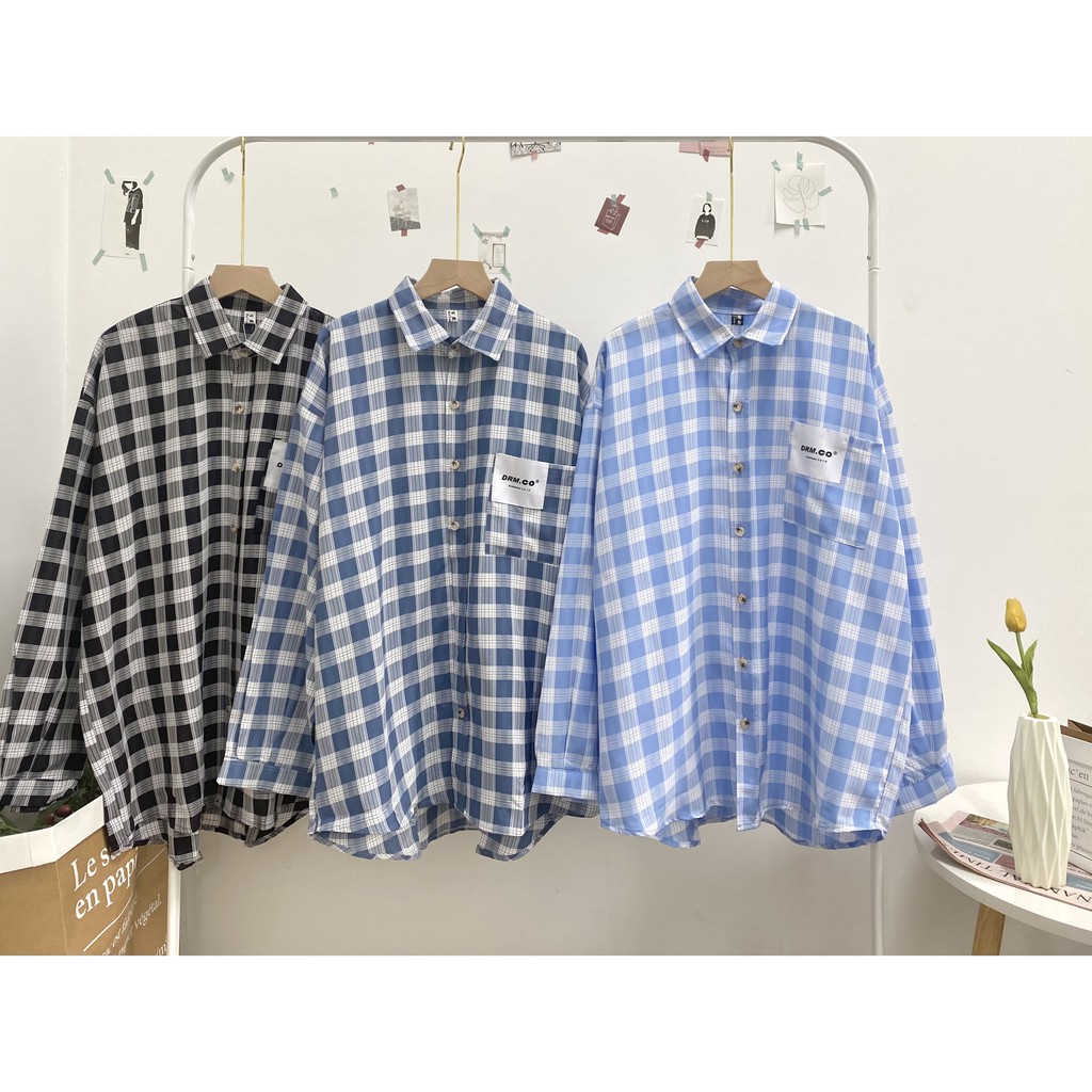Áo sơ mi kẻ caro dài tay Hàn Quốc oversize siêu đẹp - Xưởng May Hạnh Hồng | BigBuy360 - bigbuy360.vn