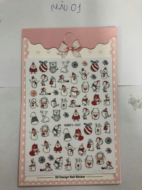 Miếng Dán Móng Tay 3D Nail Sticker Tráng Trí Noel