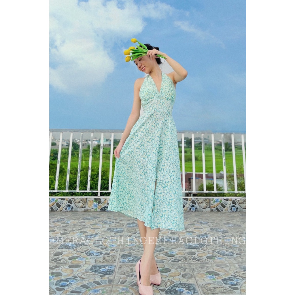 Váy Flora hoa nhí xanh lá - Dịu mát xinh tươi