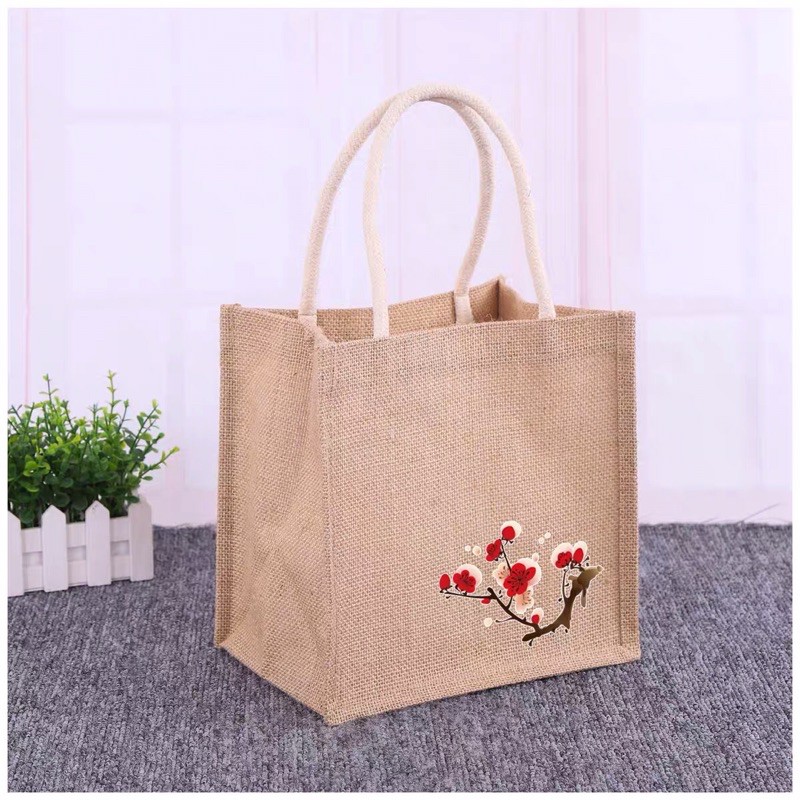 Túi cói bố dáng vuông hoa anh đào 🌸