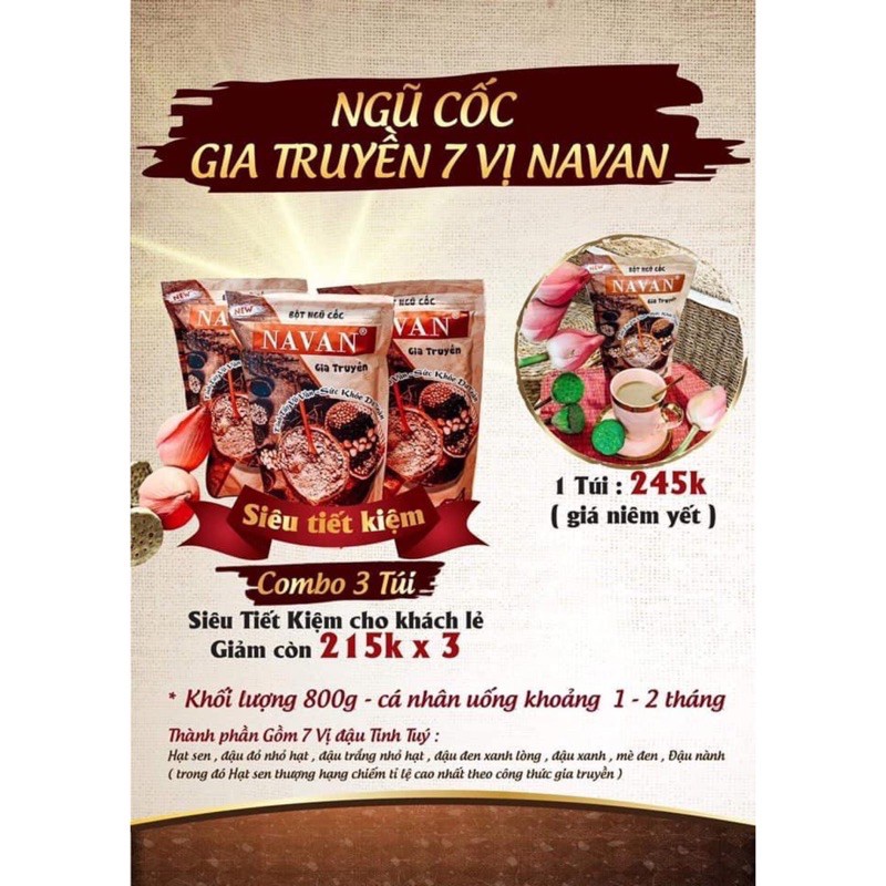 [Chính hãng] Bột ngũ cốc navan lợi sữa, mát sữa, dồi dào chất dinh dưỡng