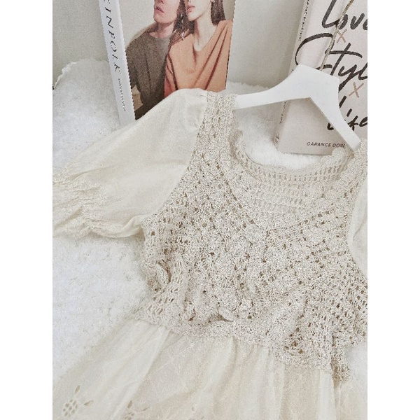 ĐẦM REN KEM ĐỤC LÕ PHỐI LEN ĐAN