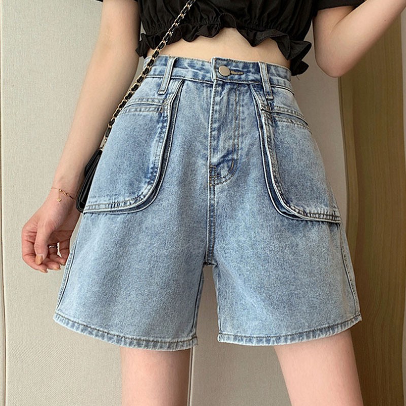 Quần short jean nữ lửng ống rộng cạp cao MSHA4