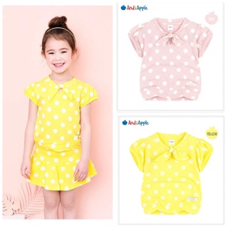 Áo cotton bé gái chấm bi nơ cổ andi. ha2192