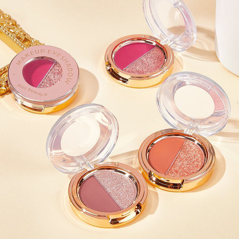 No:87398 Bảng Phấn Mắt Hai Tông Màu Lì Và Nhũ Kiss Beauty