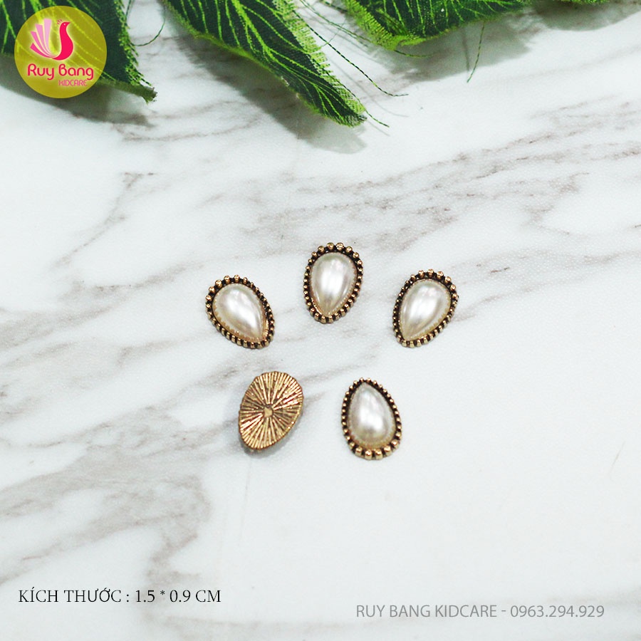 Charm mạ kim đính đá nguyên liệu dùng gắn bờm/cài đính đá, dây buộc tóc phong cách Hàn Quốc - link 6