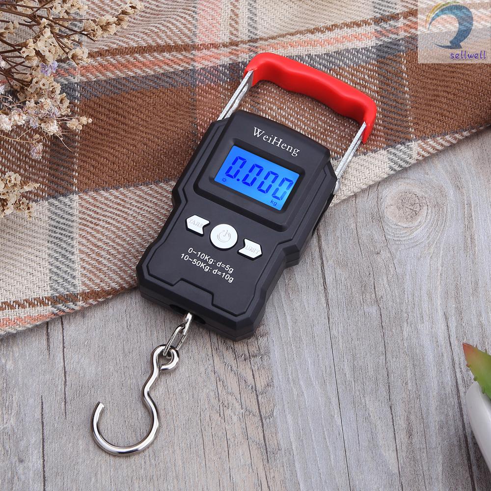 Cân Điện Tử Mini 50kg / 5g Màn Hình Lcd Có Móc Câu Cá Tiện Dụng