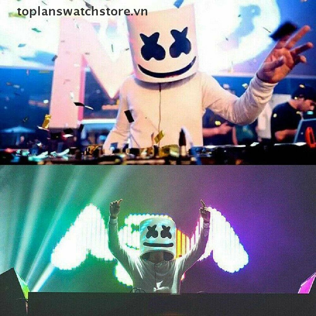 toplanswatchstore   Christmas LED Mask Full Head Music Marshmallow Helmet Cosplay