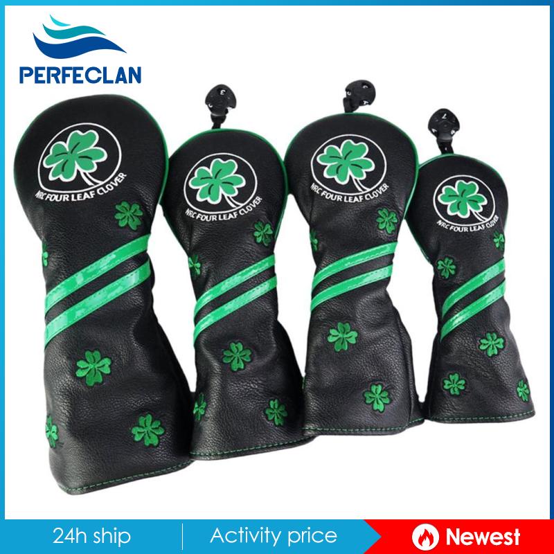 Set 4 Vỏ Bọc Đầu Gậy Đánh Golf Bằng Gỗ Chống Nước Màu Đen