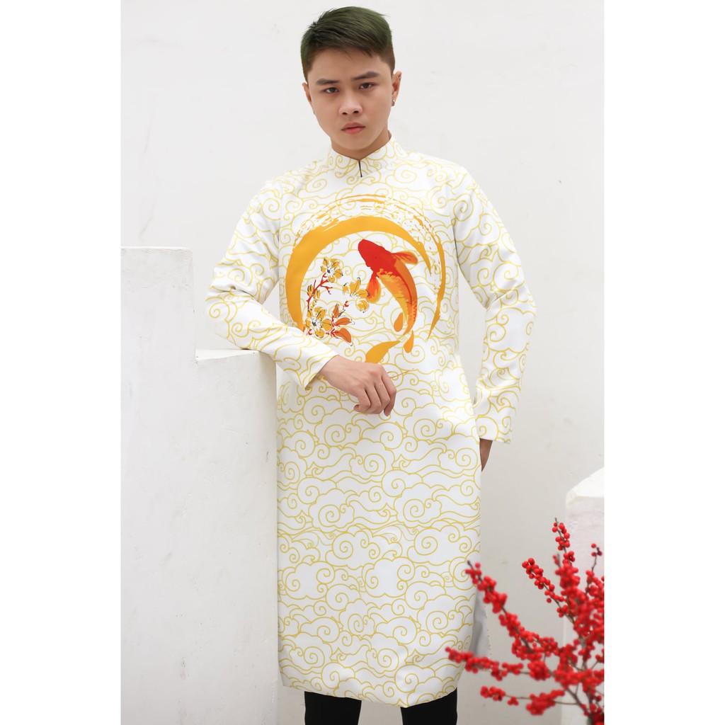 Áo dài cách tân nam - Cá Chép Koi Vờn Trăng